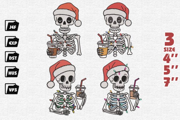 Review: Set of 4 Skeleton Christmas Embroidery for Craft Fairs