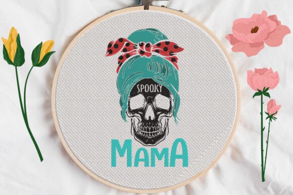 Review: Spooky Mama, Messy Bun Skull Embroidery