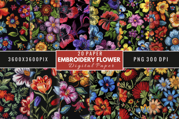 Reviewing Embroidery Flower Pattern Digital Papers for Stitch