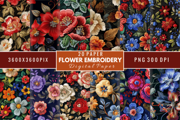 Reviewing the Flower Embroidery Digital Papers Bundle